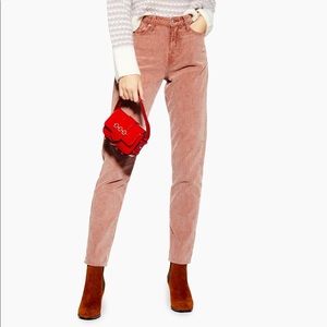 Topshop Corduroy Mom Jeans-Antique Pink